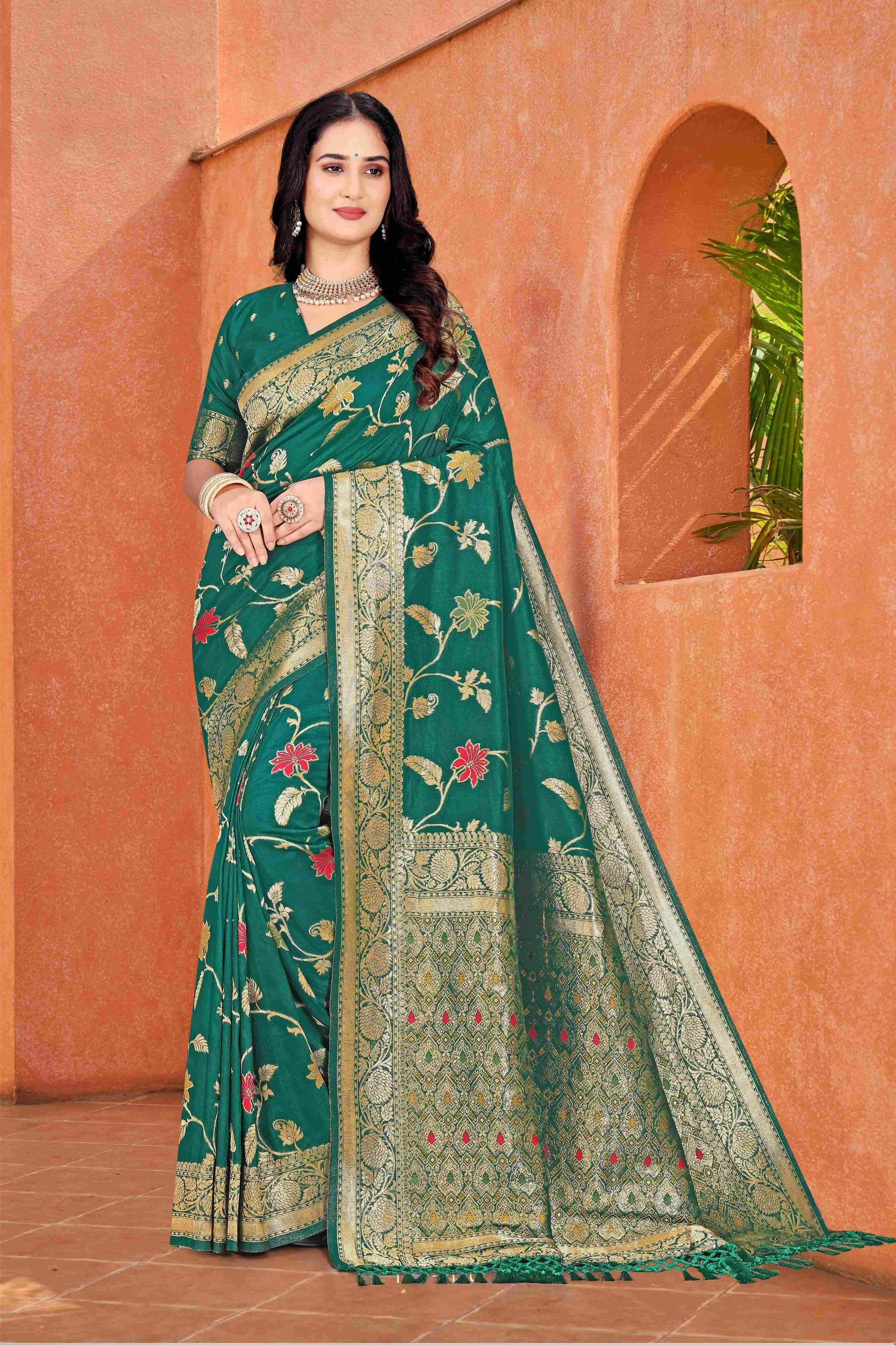 Dola Silk Saree with Intricate Zari Work – Elegant Wedding Wear