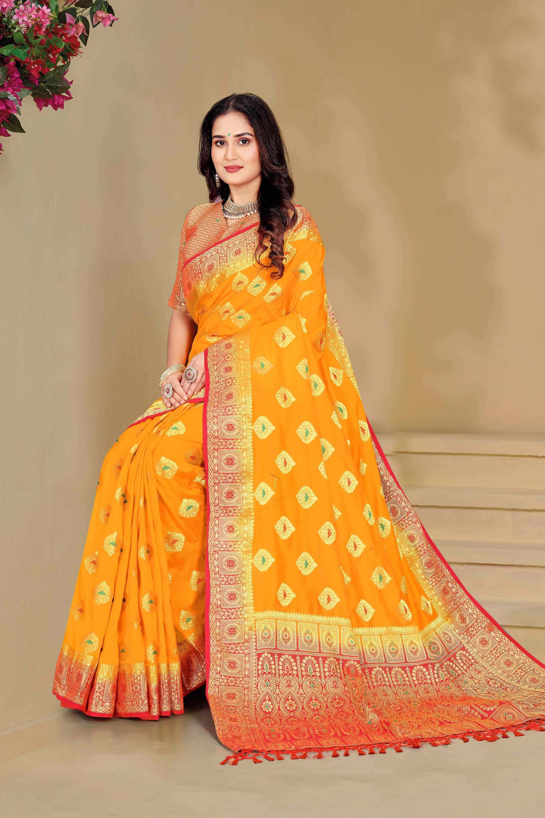 Shop Elegant Dola Silk Saree with Intricate Zari work – Perfect for Weddings & Special Celebrations