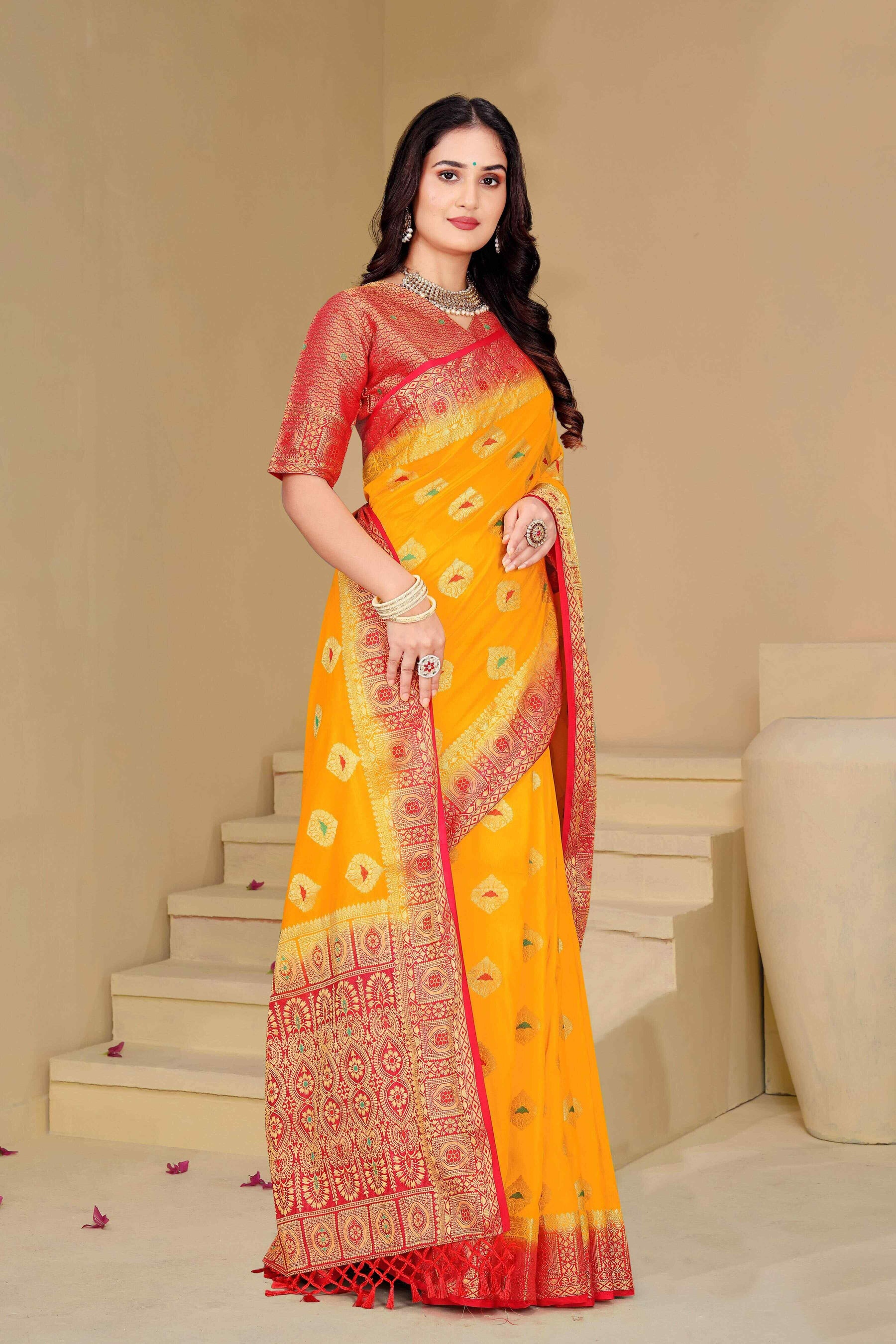 Shop Elegant Dola Silk Saree with Intricate Zari work – Perfect for Weddings & Special Celebrations