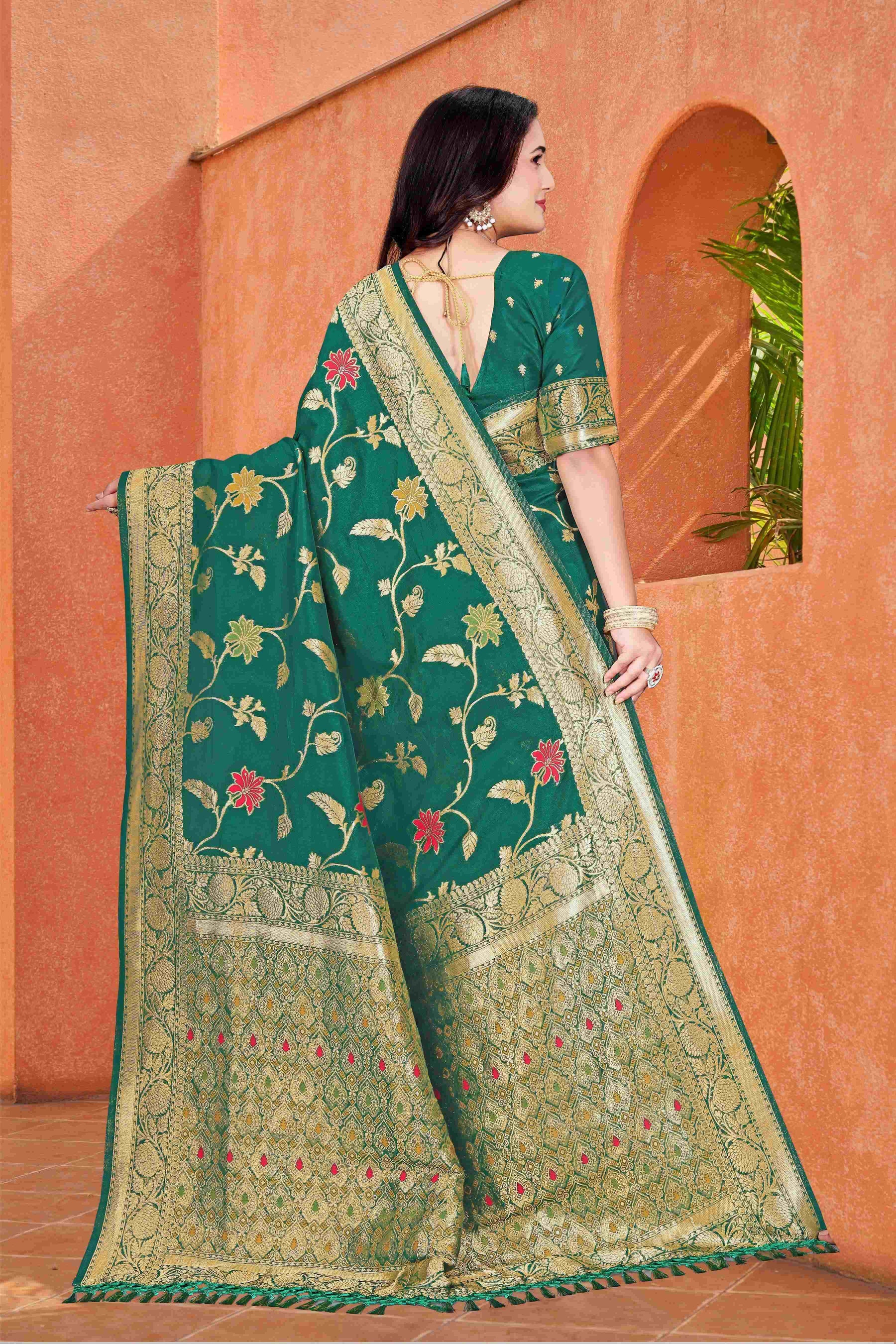 Dola Silk Saree with Intricate Zari Work – Elegant Wedding Wear