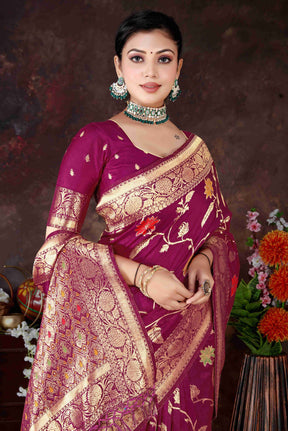 Elegant Dola Silk Saree with Detailed Zari work – Ideal for Weddings & Celebrations