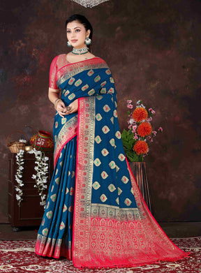 Rama Color Pure Dola Jacquard Silk Designer Saree: A Blend of Elegance & Luxury