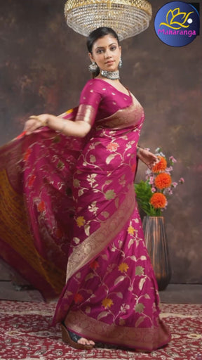 Elegant Dola Silk Saree with Detailed Zari work – Ideal for Weddings & Celebrations