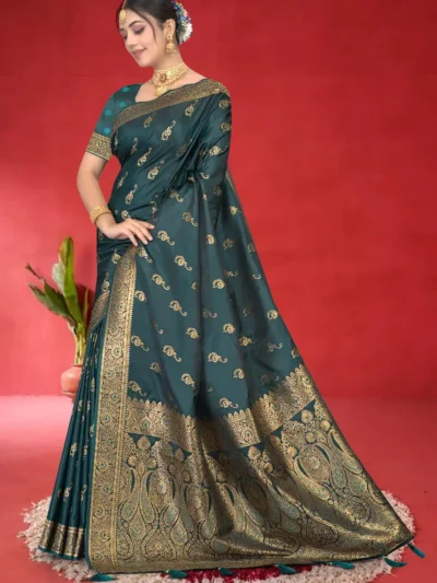 dark blue banarasi saree