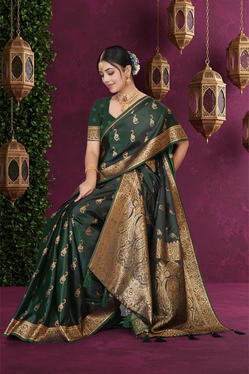rama green banarasi saree