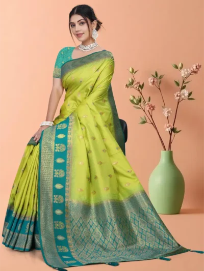 pista green banarasi silk saree maharanga festive saree